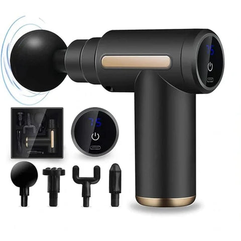 4-in-1 Mini Massage Gun – Portable Deep Tissue Muscle Massager.