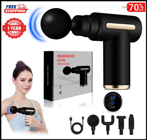 4-in-1 Mini Massage Gun – Portable Deep Tissue Muscle Massager.